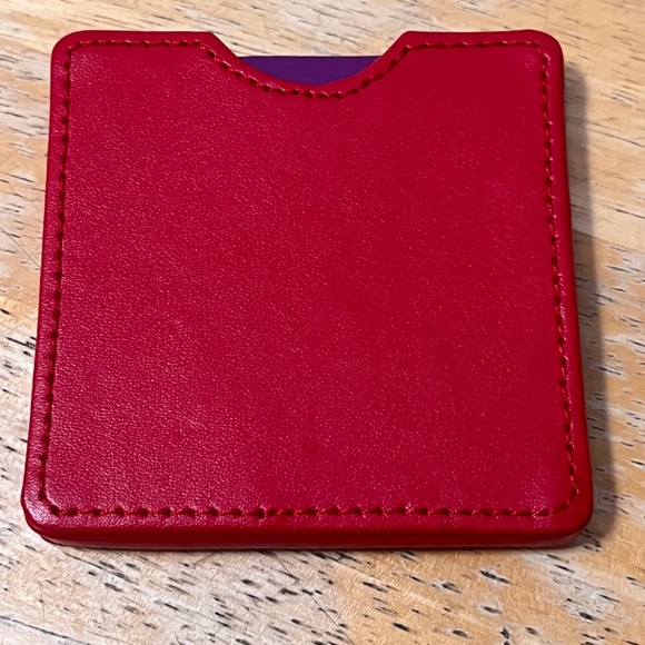 Baekgaard Leather Mini Make-Up Mirror Red & Purple - Picture 3 of 5